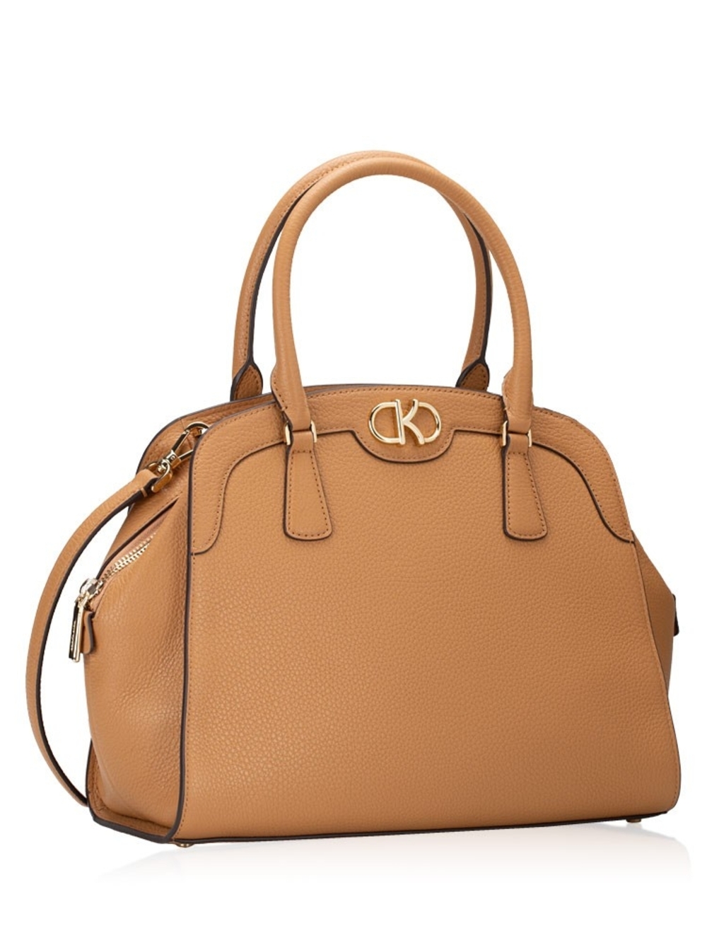 kate spade Tan Pebbled Leather Dome Satchel with Gold Hardware